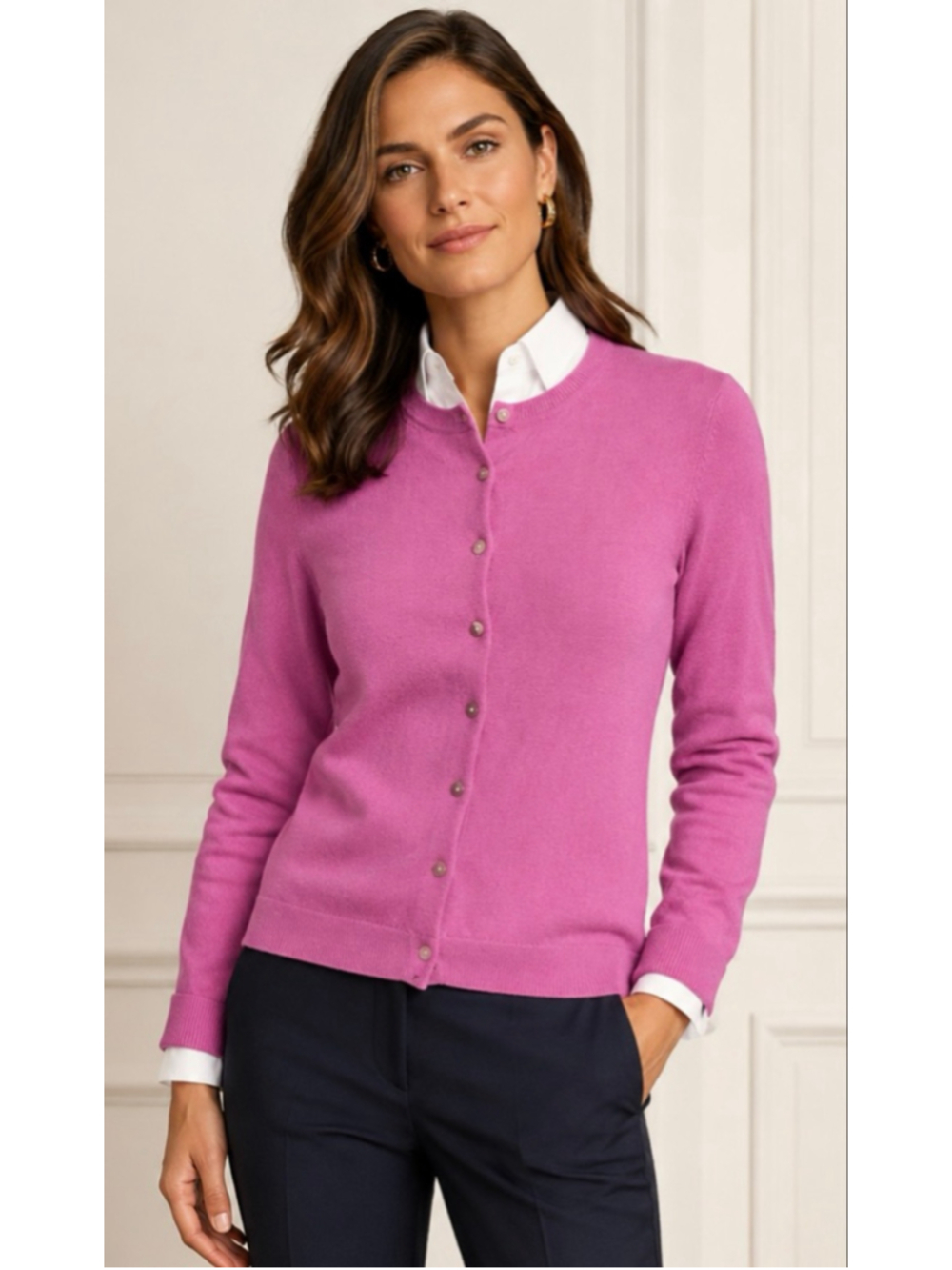 New Brooks Brothers Pink Merino Wool Cardigan M